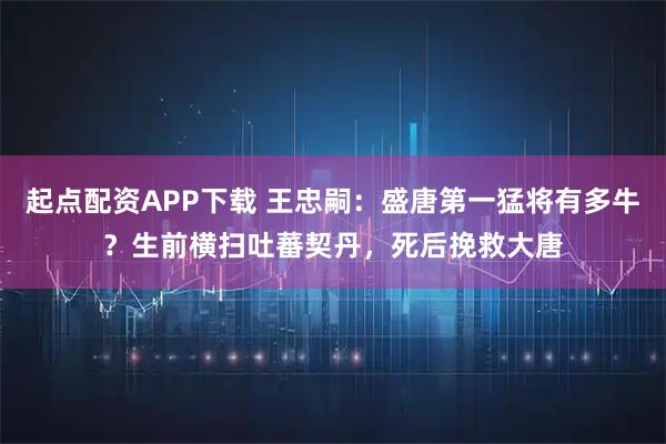 起点配资APP下载 王忠嗣：盛唐第一猛将有多牛？生前横扫吐蕃契丹，死后挽救大唐
