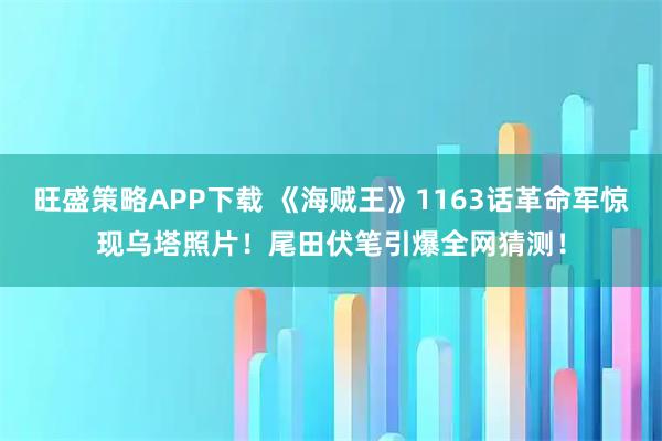 旺盛策略APP下载 《海贼王》1163话革命军惊现乌塔照片!尾田伏笔引爆全网猜测!